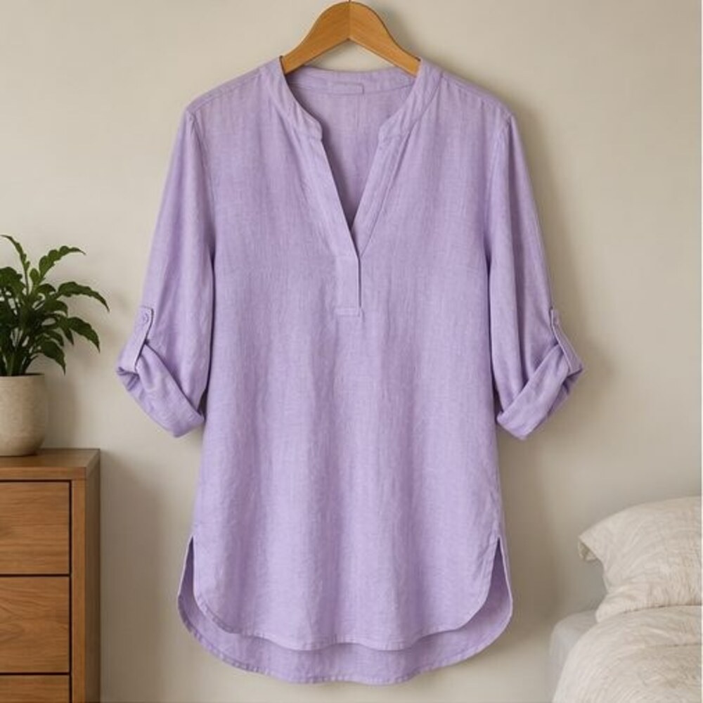 Lilac Split Neck Tunic Blouse